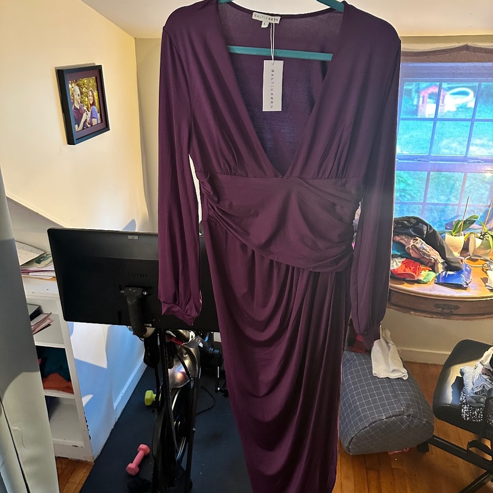 Baltic Born Torino Rouched midi dress, purple